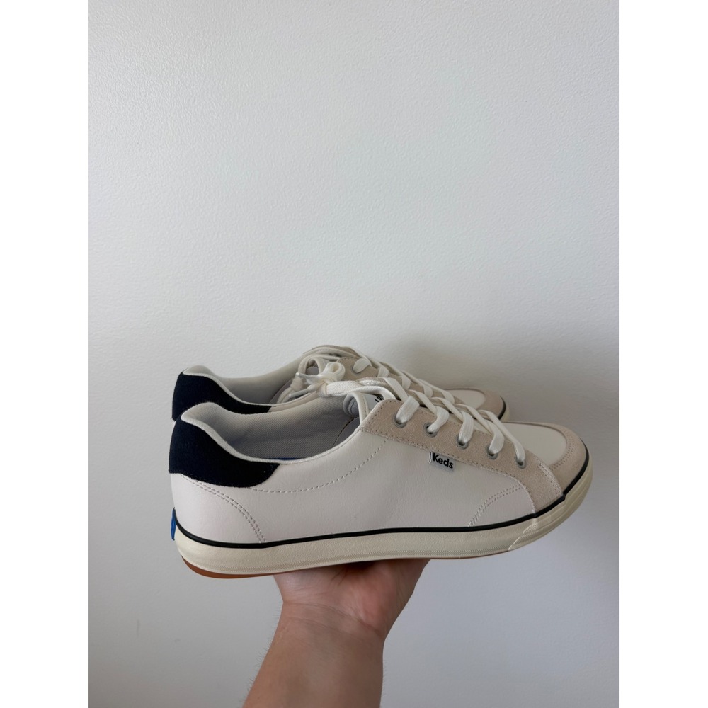 Keds Women's Center III Leather Lace Up Sneakers – Snow White/Navy – Size 9.5 - Picture 4 of 7